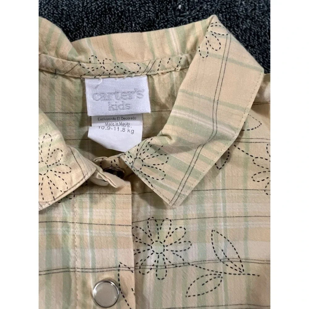 Carters‎ Vintage Toddler Girl Pearlsnap Yellow Top 12-18m